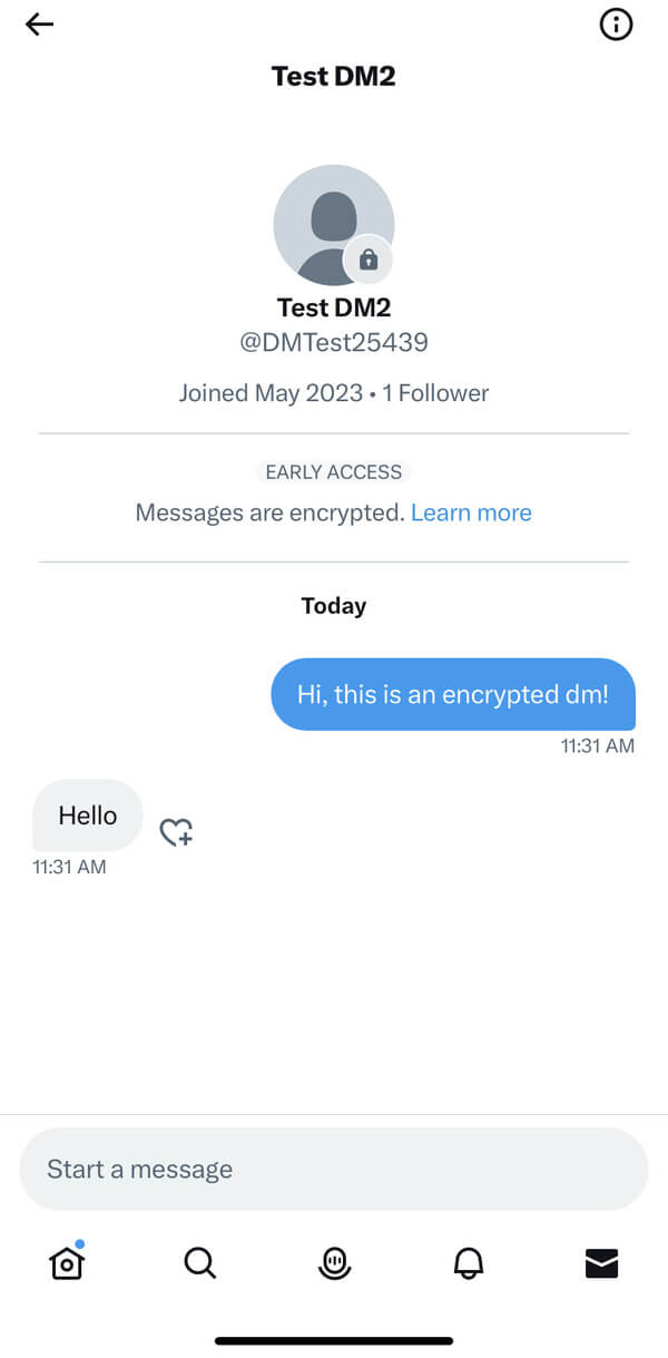 Twitter encrypted conversation