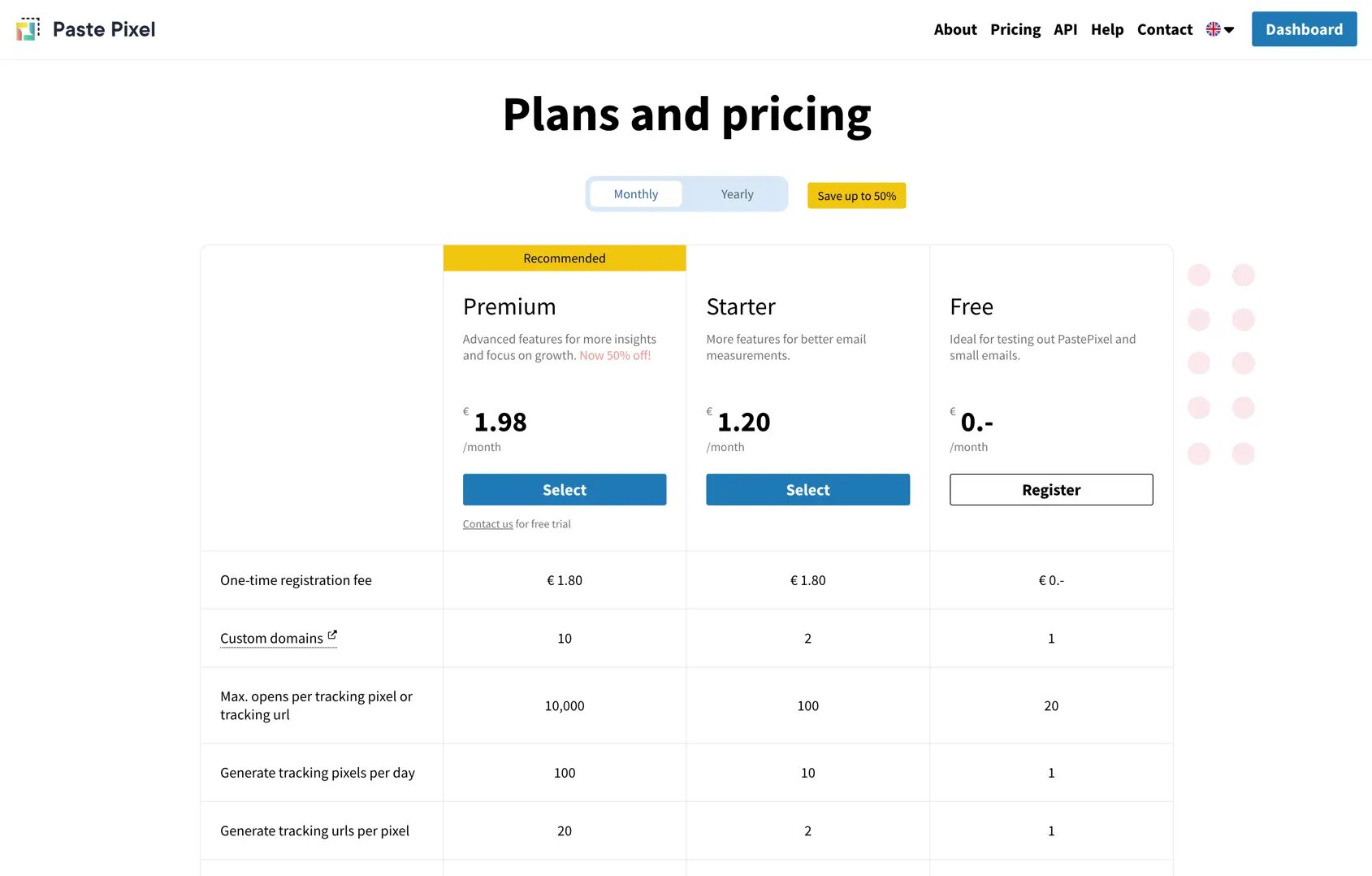 PastePixel pricing page